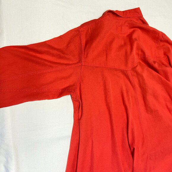 LizWear Button Front Collared Pocket Hi Low Safari Shirtdress S Long Sleeve Red - Picture 11 of 14
